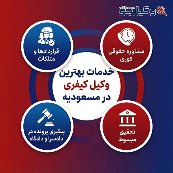 حوزههای فعالیت بهترین وکیل کیفری مسعودیه