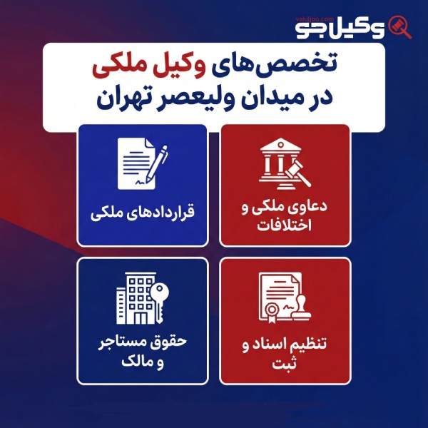 حوزه های فعالیت بهترین وکلای ملکی در میدان ولیعصر تهران