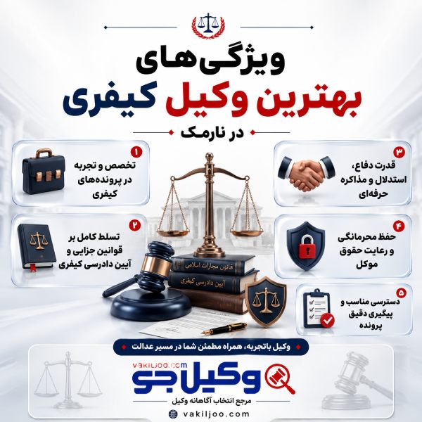 ویژگی های بهترین وکیل کیفری در نارمک
